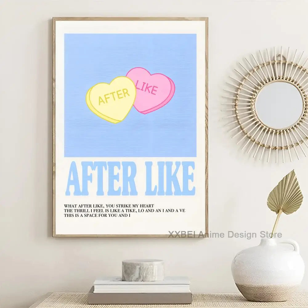 Kpop Group Popular Music Album TWICE TXT Cartoon Cute Poster Girl's Room Bedside Wall Sticker Decoration Cafe Hanging Painting