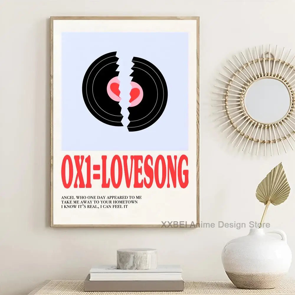 Kpop Group Popular Music Album TWICE TXT Cartoon Cute Poster Girl's Room Bedside Wall Sticker Decoration Cafe Hanging Painting