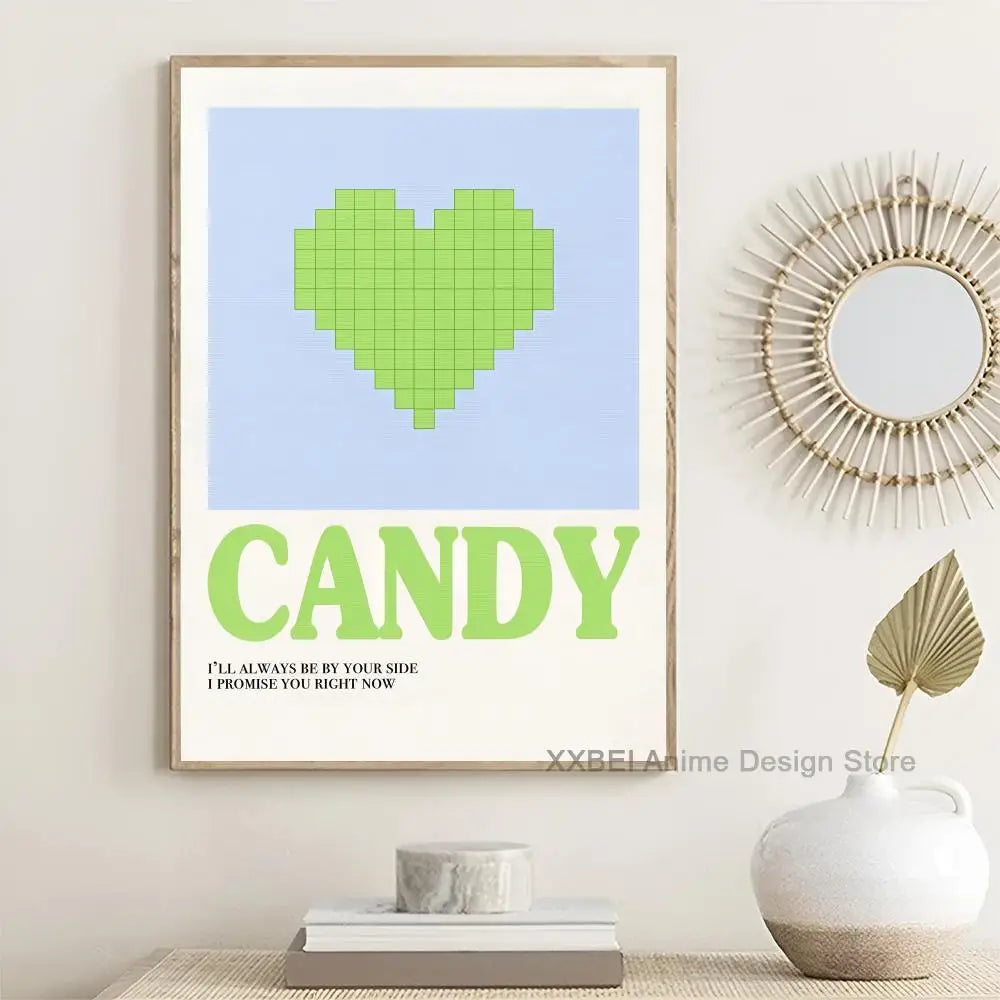Kpop Group Popular Music Album TWICE TXT Cartoon Cute Poster Girl's Room Bedside Wall Sticker Decoration Cafe Hanging Painting