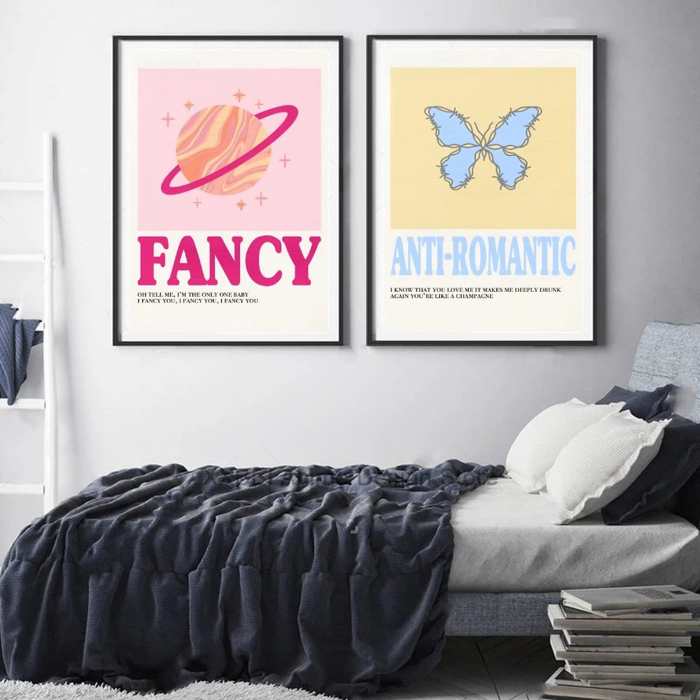 Kpop Group Popular Music Album TWICE TXT Cartoon Cute Poster Girl's Room Bedside Wall Sticker Decoration Cafe Hanging Painting