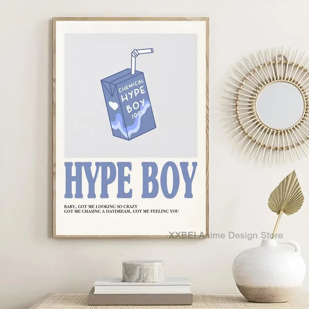 Kpop Group Popular Music Album TWICE TXT Cartoon Cute Poster Girl's Room Bedside Wall Sticker Decoration Cafe Hanging Painting
